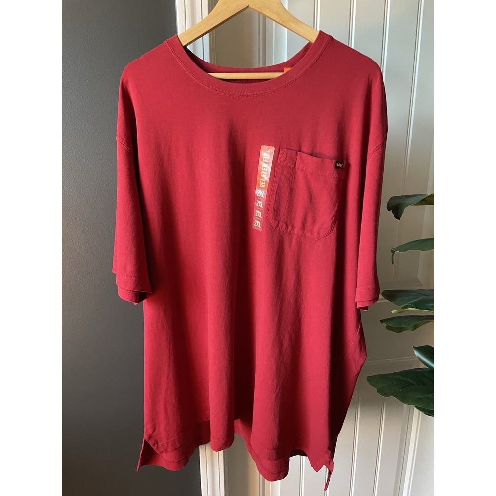 Walls Worker's Vintage Tee Red 2XL Relaxed Fit Pocket Men's T-Shirt NWT